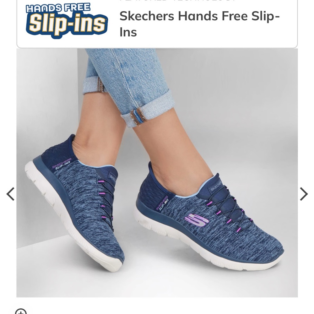 BRAND NEW: Skechers Blue Slip-On Sneakers with Knit Fabric